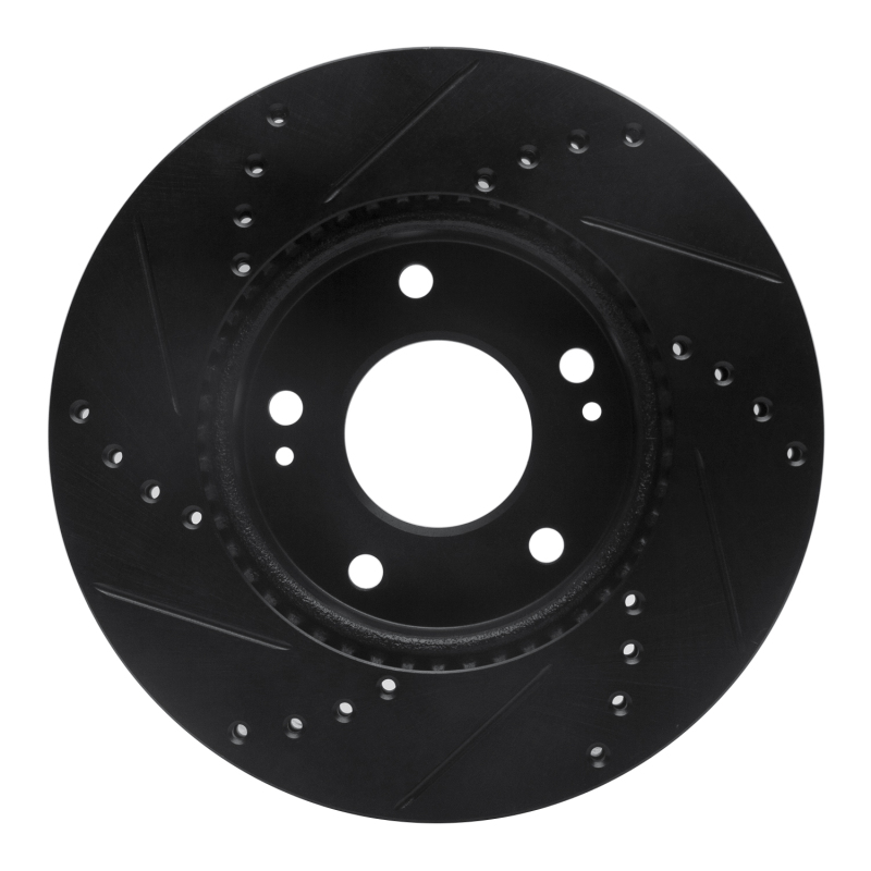 Kia Soul Brake Rotor (1) - Front Right - R1 Concepts - Drilled & Slotted - Black - `10-`11